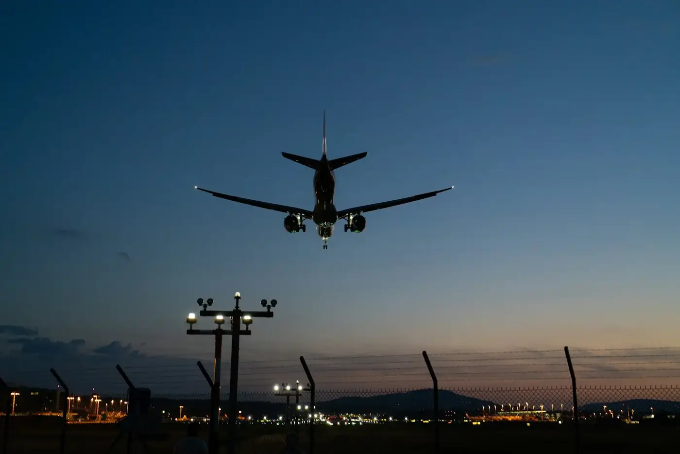 An aircraft at dusk